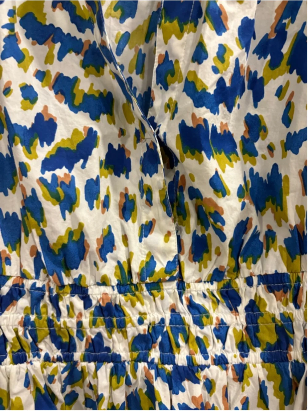 Anthropologie Somerset Puff Sleeve Smocked Waist Blouse Peplum Top Blue Small